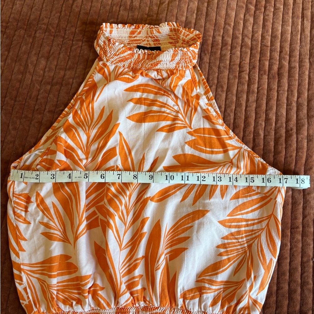 Orange Leaf Print Women's Top